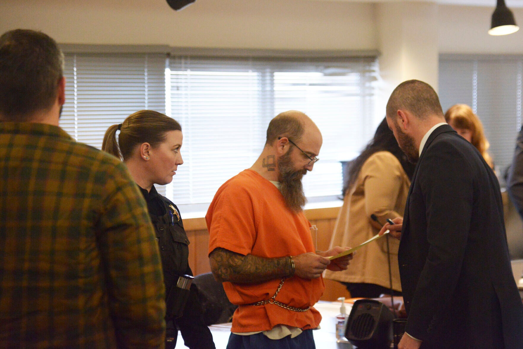 Daren Christopher Abbey, 41, appears in District Court on Tuesday, Nov. 26, 2024, in Bozeman, Mont. (Laurenz Busch/Bozeman Daily Chronicle via AP)