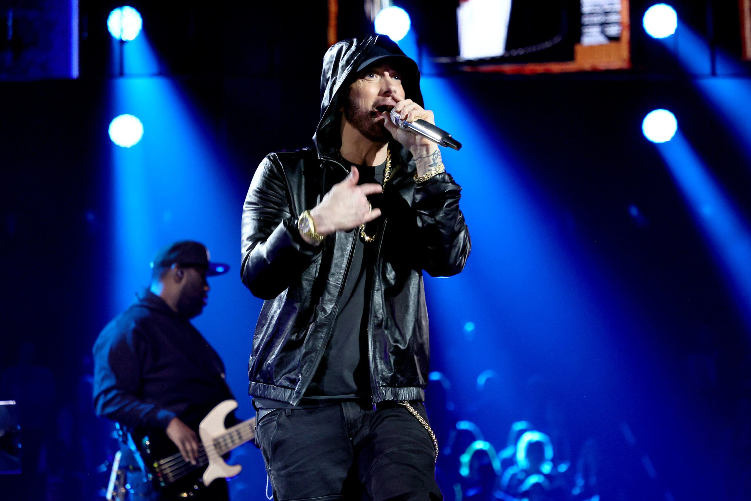 Eminem often goes by his trademark rap pseudonym, Slim Shady