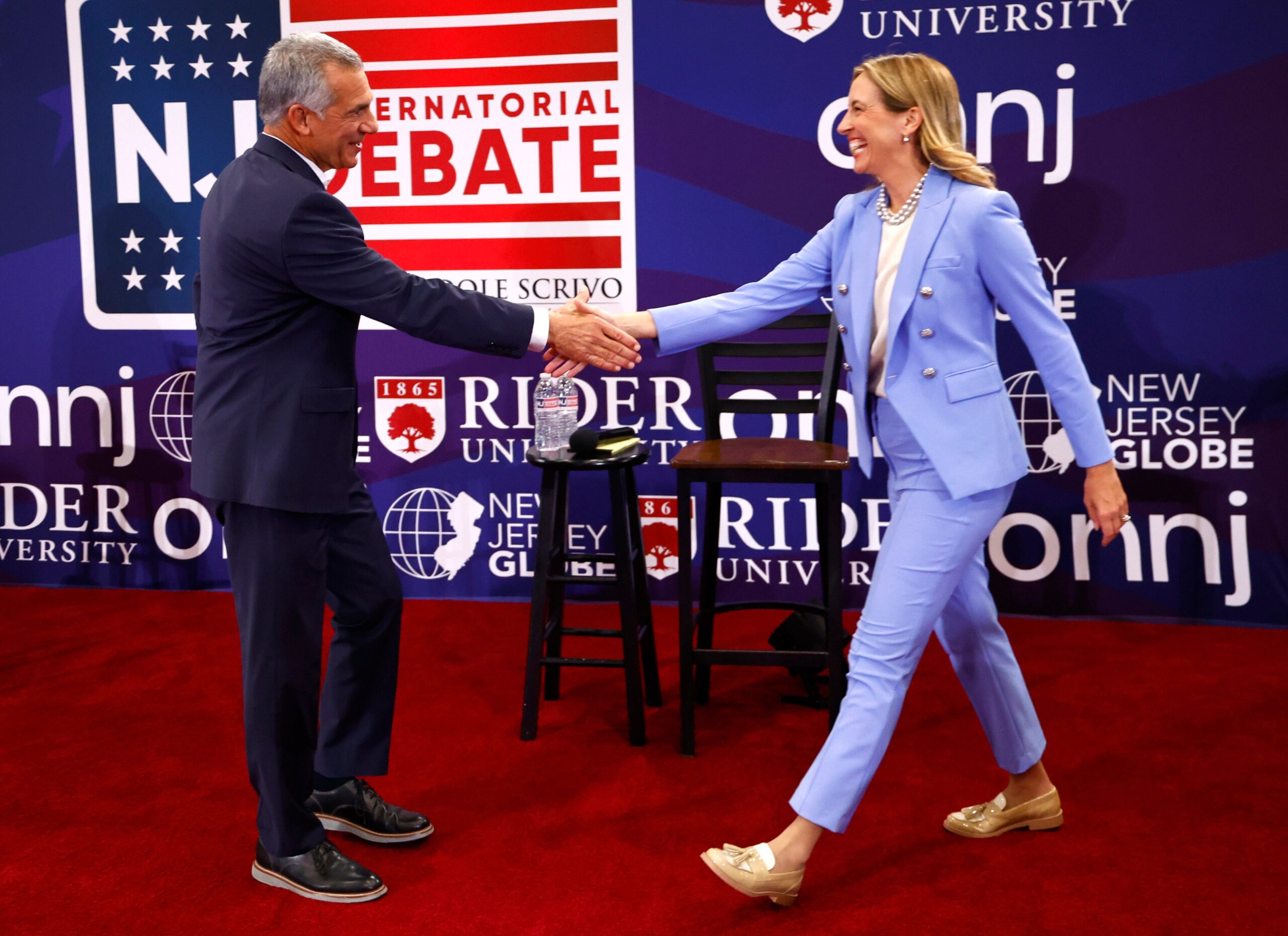 Republican Jack Ciattarelli (left) and Democrat Mikie Sherrill (right) are going head-to-head in New Jersey