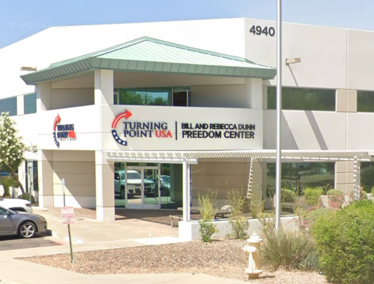 Garcia allegedly became intoxicated during a Turning Point USA election-night event at a Goodyear restaurant last November and told the man she could offer him a job in exchange for sex. Pictured: Turning Point USA campus in Phoenix