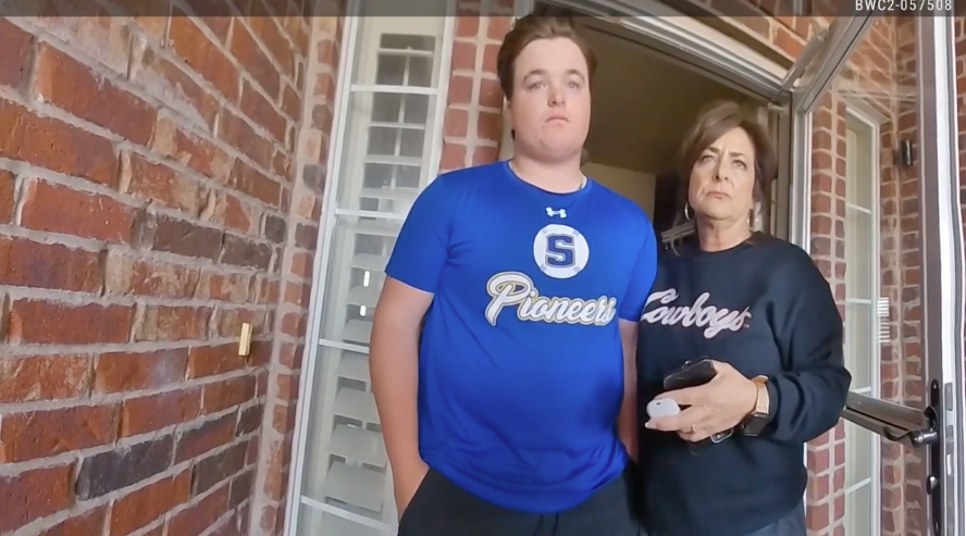 Butler’s mother could be seen in the bodycam footage consoling her son before he was taken away by police officers