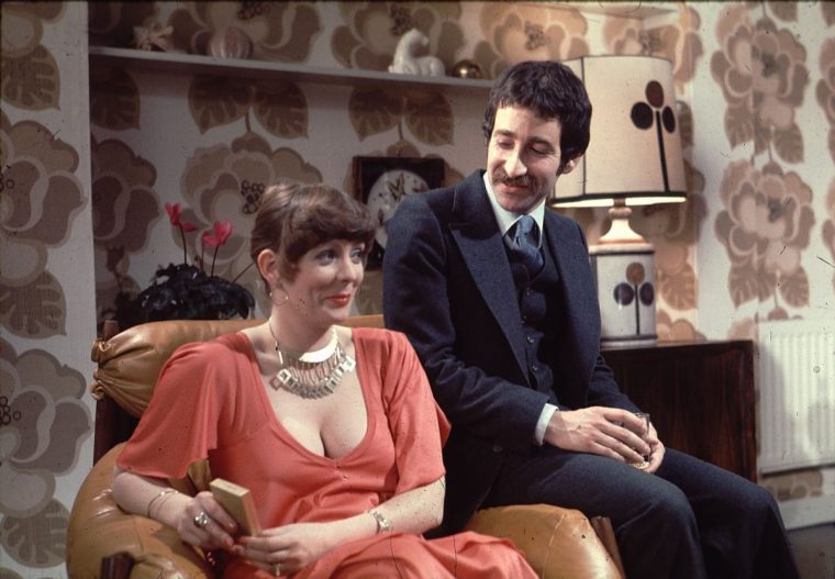 TELEVISION PROGRAMMES: Abigail's Party. Aison Steadman pictured as Beverly, with Tim Stern as Laurence, in a scene from Mike Leigh's television play, first broadcast in 1977. In August 2003, Abigail's Party topped a Radio Times poll of the best-ever TV programmes.