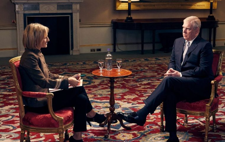 For use in UK, Ireland or Benelux countries only Undated BBC handout file photo showing the Duke of York speaking about his links to Jeffrey Epstein in an interview with BBC Newsnight's Emily Maitlis. Issue date: Tuesday February 15, 2022. PA Photo. See PA story COURTS Andrew. Photo credit should read: Mark Harrison/BBC/PA Wire NOTE TO EDITORS: Not for use more than 21 days after issue. You may use this picture without charge only for the purpose of publicising or reporting on current BBC programming, personnel or other BBC output or activity within 21 days of issue. Any use after that time MUST be cleared through BBC Picture Publicity. Please credit the image to the BBC and any named photographer or independent programme maker, as described in the caption.
