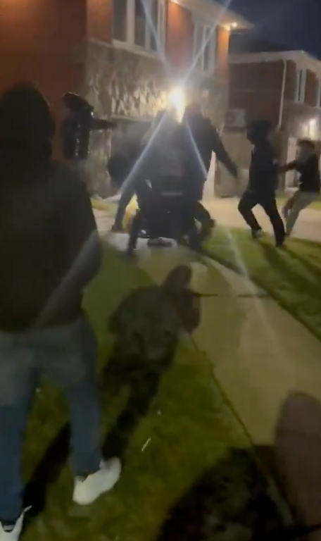 Other footage shared by Palladino showed the Queens couple getting beaten up by some of the rowdy drivers who had been speeding through their neighborhood