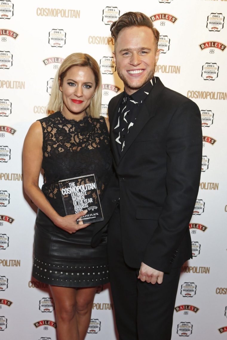 LONDON, ENGLAND - DECEMBER 02: Caroline Flack (L) and Olly Murs pose for a photo with the award for TV Personality during the Cosmopolitan Ultimate Women Of The Year Awards at One Mayfair on December 2, 2015 in London, England. (Photo by Dave J Hogan/Dave J Hogan/Getty Images)