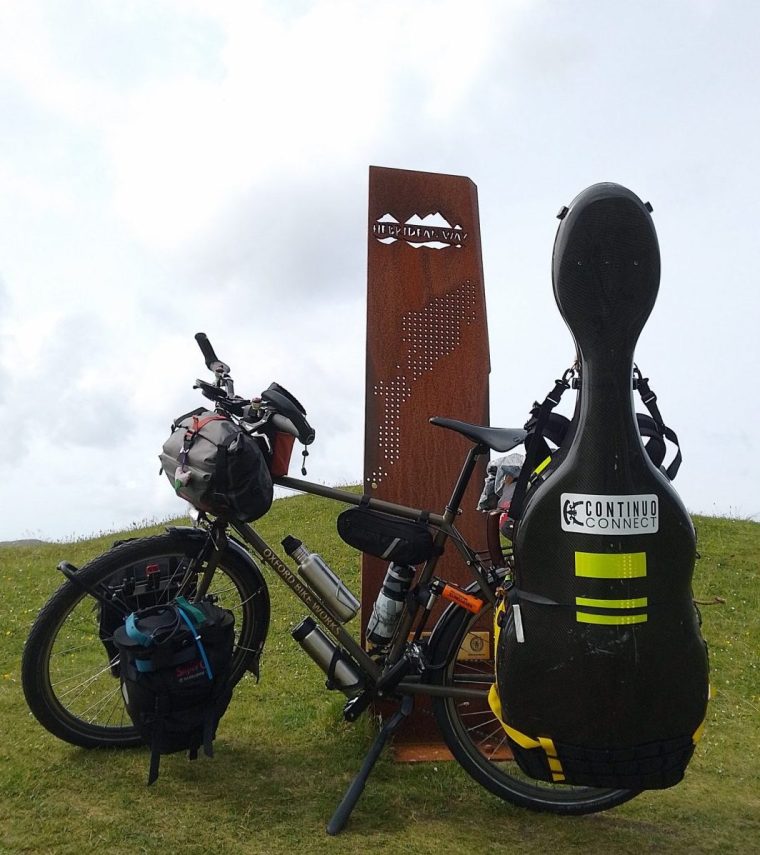 Beginning of Hebridean Way Sarah Small viola da gamba player who toured on a bicycle around the UK this summer Provided by writer jamesbanyardwriter@outlook.com