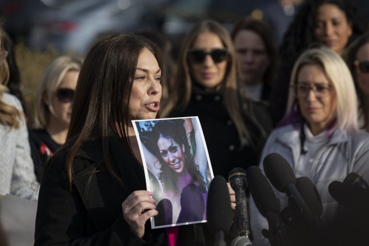 WASHINGTON DC, UNITED STATES - NOVEMBER 18: Haley Robson, who says she was assaulted by Jeffrey Epstein when she was 16, speaks during the press conference on the Epstein Files Transparency Act at the US Capitol in Washington, DC, on November 18, 2025. (Photo by Celal Gunes/Anadolu via Getty Images)