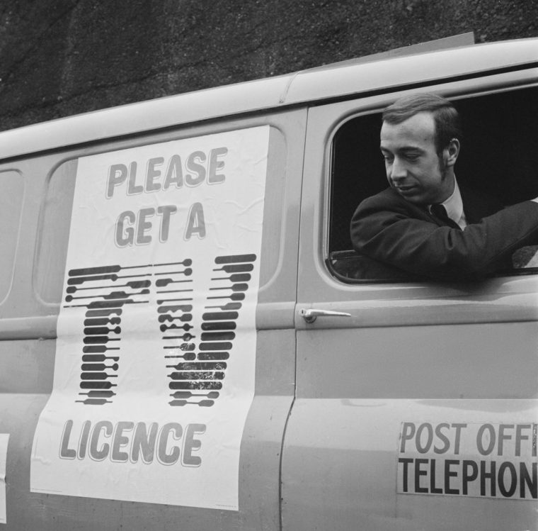 A man driving a Post Office television detector vans at Battersea Depot, London, UK, 5th February 1970. (Photo by Evening Standard/Hulton Archive/Getty Images)