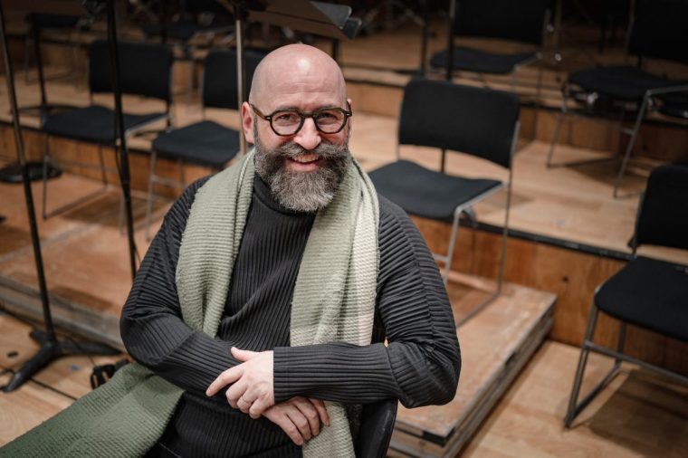 The Ensemble Intercontemporain and the METABOLES choir under the direction of conductor Pierre BLEUSE perform a work by composer Pierre BOULEZ entitled CUMMINGS IST DER DICHTER in the concert hall of the Cite de la Musique in Paris France on March 27, 2025. (Photo by St??phane Ouzounoff / Hans Lucas / Hans Lucas via AFP) (Photo by STEPHANE OUZOUNOFF/Hans Lucas/AFP via Getty Images)