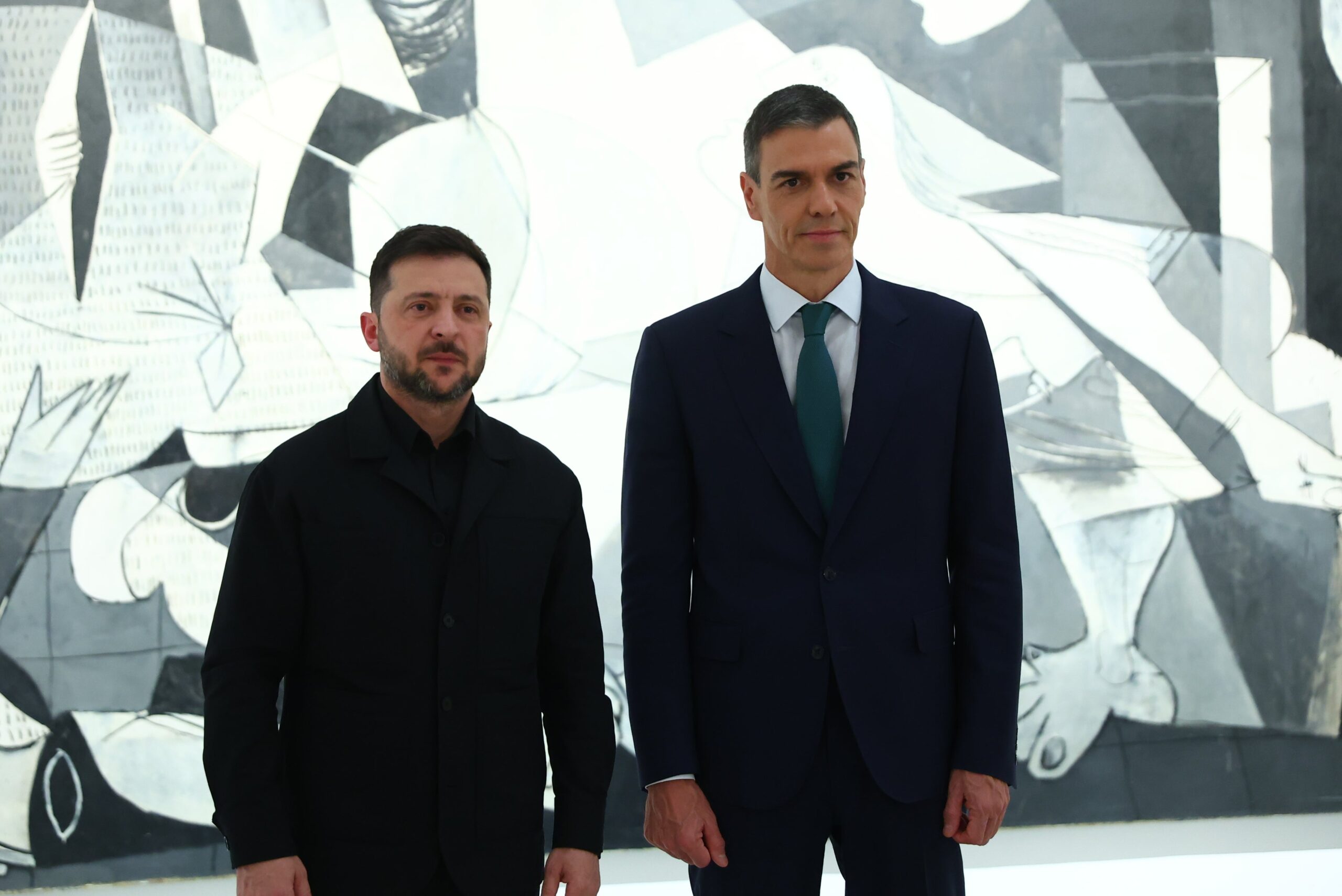 Volodymyr Zelensky poses with Spanish prime minister Pedro Sanchez
