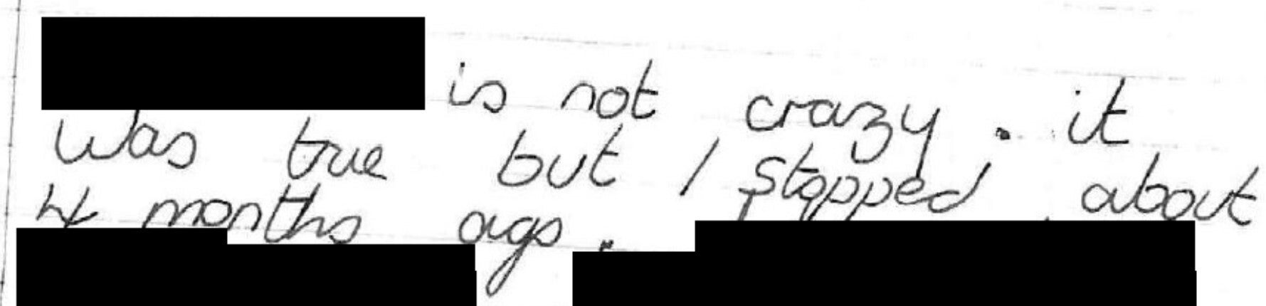 Part of a confession letter written by David Carrick in 1990 which was unearthed from his medical records and used as evidence in his trial (CPS/PA)