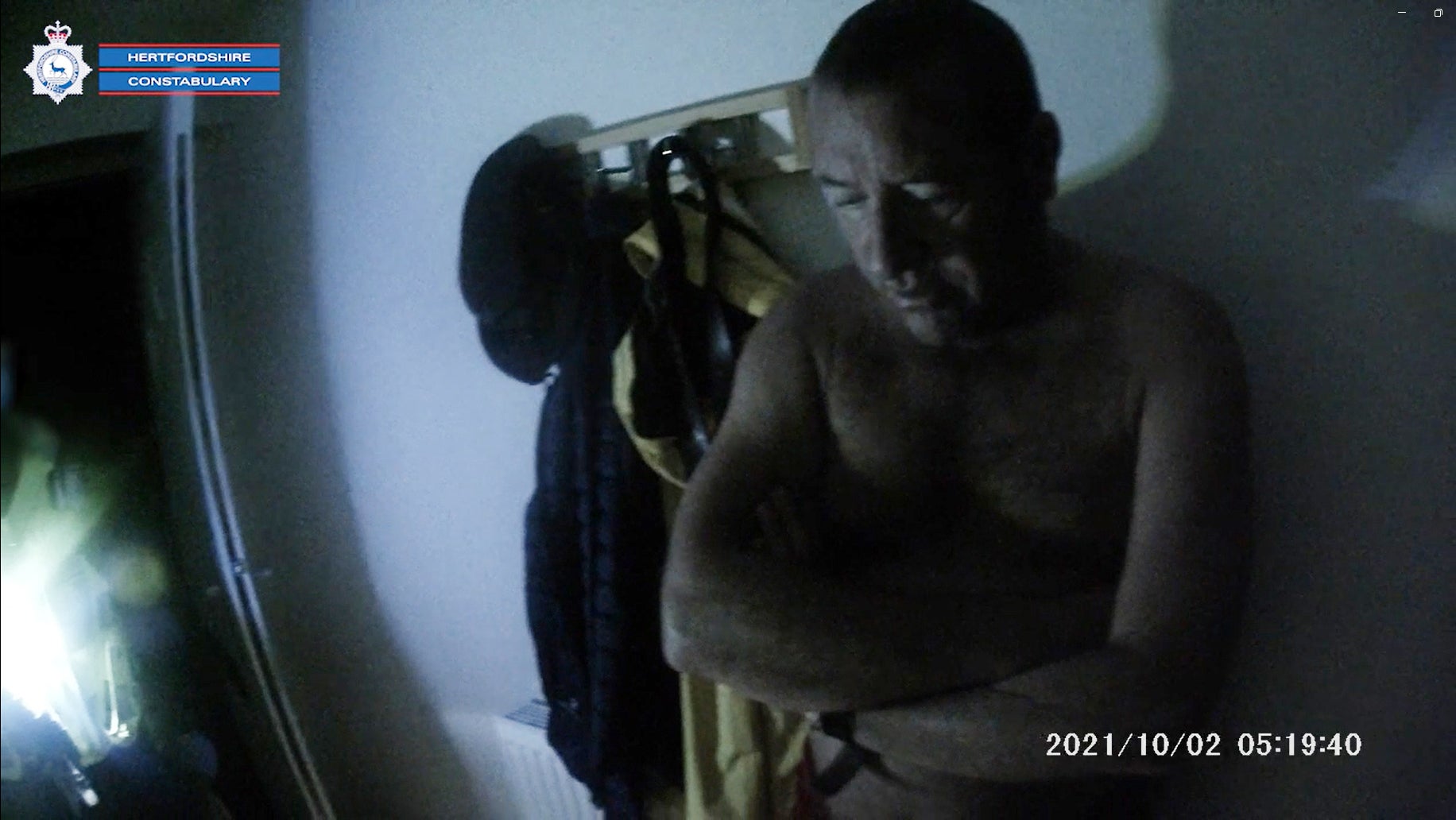 Police body-cam footage from when David Carrick was first arrested in October 2021