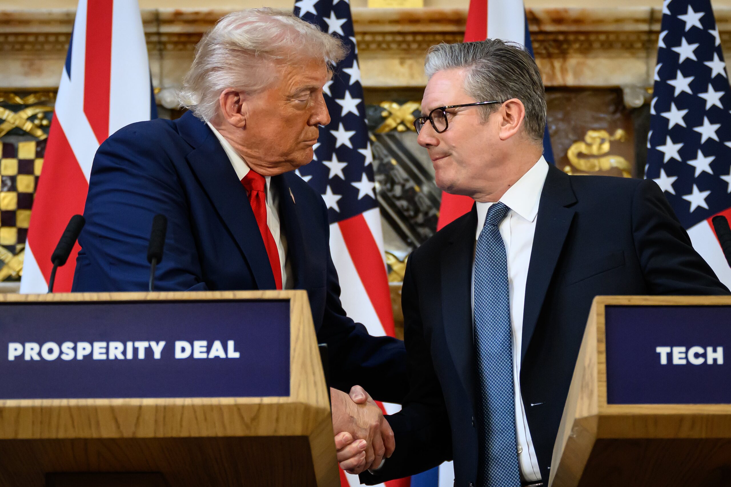 Prime Minister Sir Keir Starmer and US President Donald Trump during a press conference at Chequers, near Aylesbury in Buckinghamshire (Leon Neal/PA)