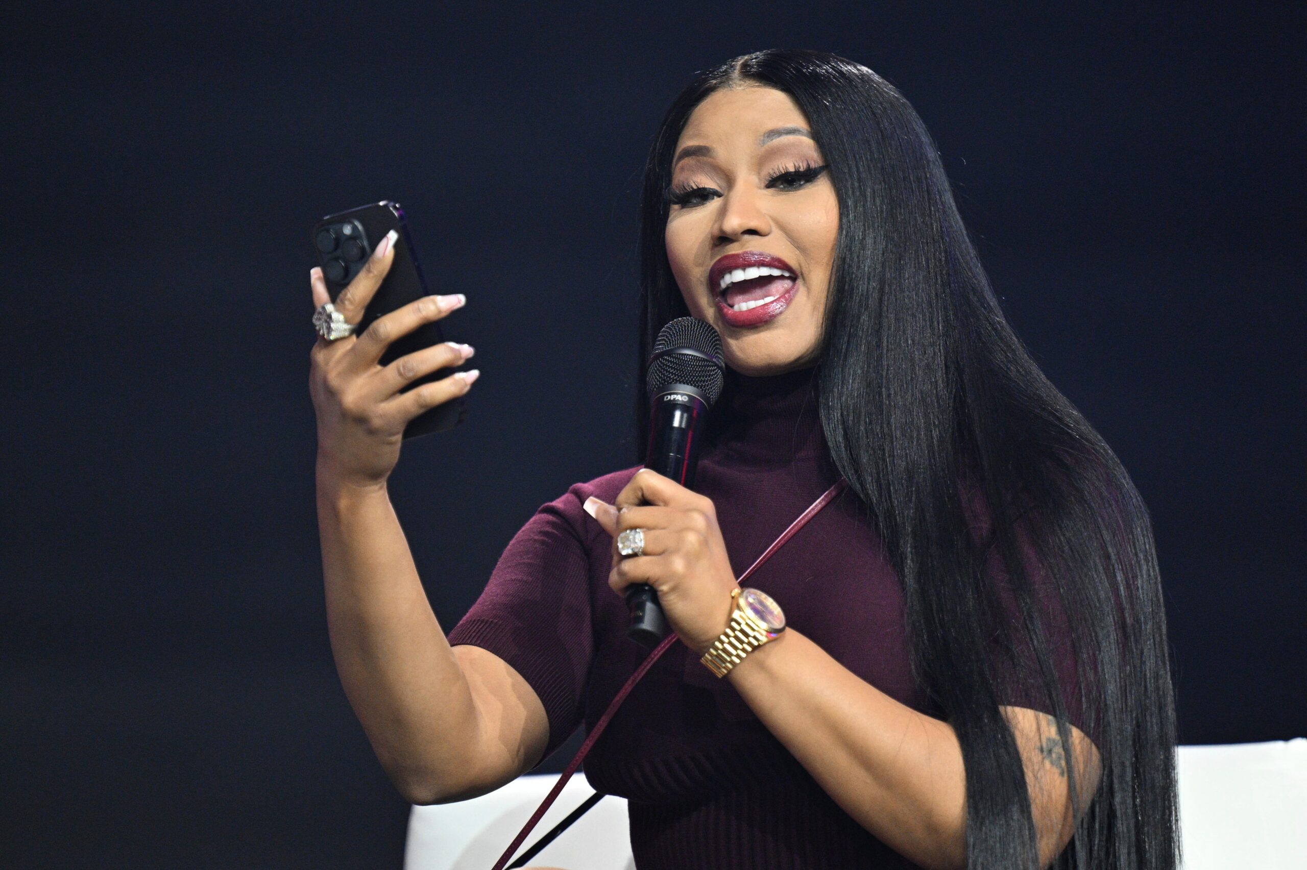 Minaj praised President Donald Trump as ‘handsome’ and ‘dashing’ during her apperance.