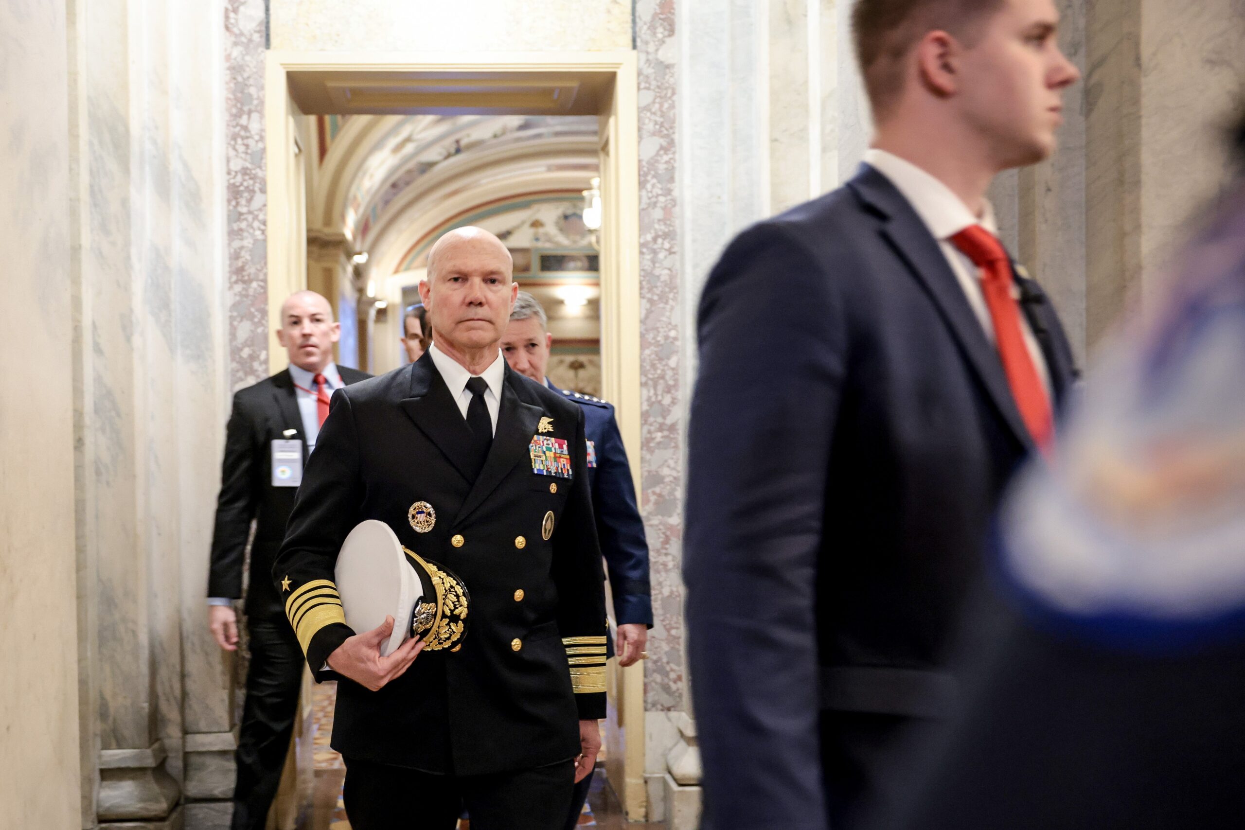 Adm. Frank Bradley gave a closed-door briefing to a dozen lawmakers this week about the September 2 double-tap strike against an alleged drug boat