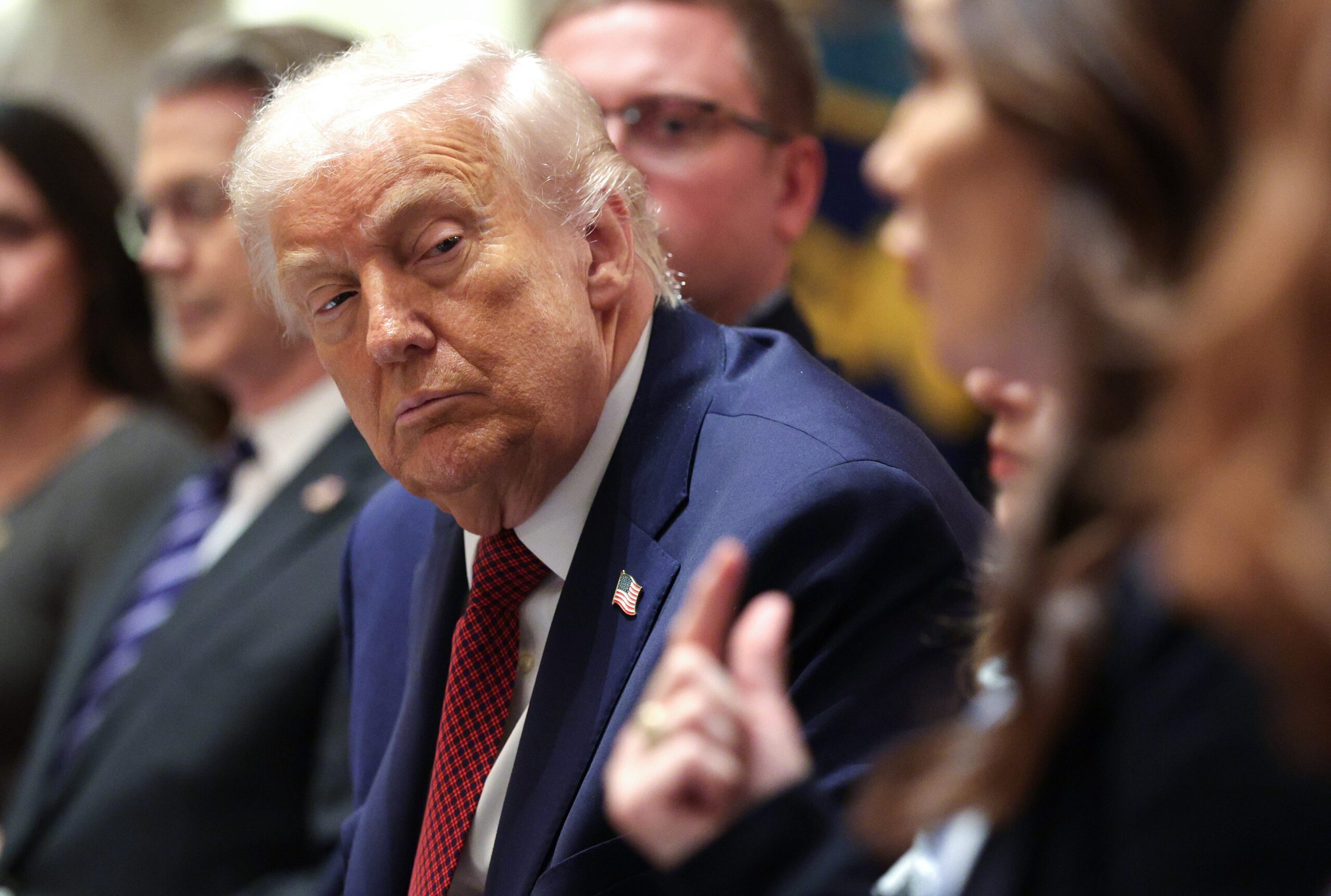 Donald Trump participates in a roundtable discussion with US farmers at the White House on 8 December 2025