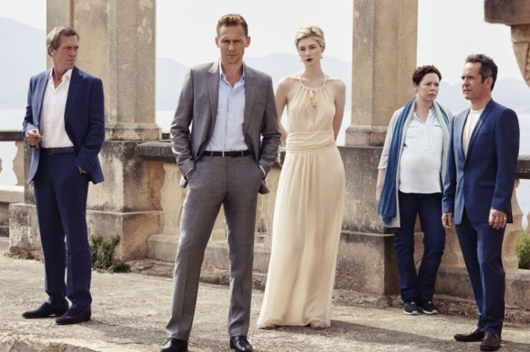 Programme Name: The Night Manager - TX: n/a - Episode: The Night Manager - Generics (No. Generics) - Picture Shows: Corkoran (TOM HOLLANDER), Burr (OLIVIA COLMAN), Jed (ELIZABETH DEBICKI), Jonathan Pine (TOM HIDDLESTON), Roper (HUGH LAURIE) - (C) The Ink Factory - Photographer: Mitch Jenkins