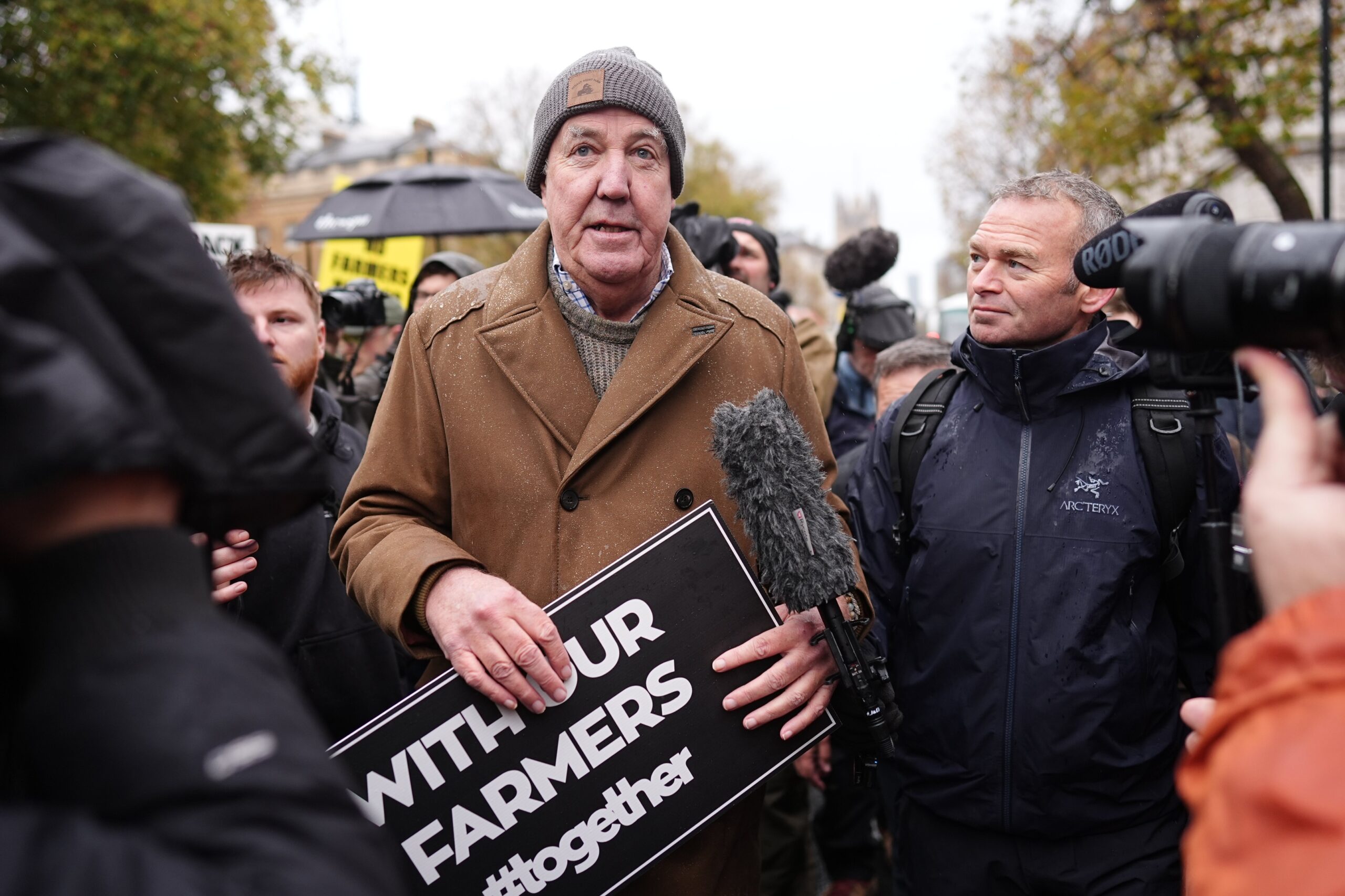 Jeremy Clarkson attends a farmer rally, November 2024