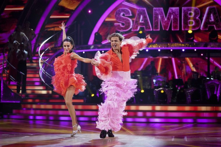For use in UK, Ireland or Benelux countries only BBC handout photo of Amber Davies and Nikita Kuzmin during their appearance on the live show on Saturday for BBC1's Strictly Come Dancing. Picture date: Saturday November 29, 2025. PA Photo. Photo credit should read: Kieron McCarron/BBC/PA Wire NOTE TO EDITORS: Not for use more than 21 days after issue. You may use this picture without charge only for the purpose of publicising or reporting on current BBC programming, personnel or other BBC output or activity within 21 days of issue. Any use after that time MUST be cleared through BBC Picture Publicity. Please credit the image to the BBC and any named photographer or independent programme maker, as described in the caption.