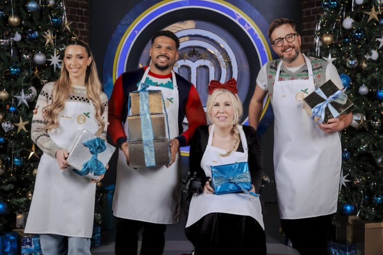 TX DATE:22-12-2025,TX WEEK:51,EMBARGOED UNTIL:25-11-2025 00:01,DESCRIPTION:STRICTLY EMBARGOED NOT FOR PUBLICATION UNTIL 00:01 HRS ON TUESDAY 25TH NOVEMBER 2025*,COPYRIGHT:Shine TV,CREDIT LINE:BBC/Shine TV/Patch Dolan Celebrity MasterChef Christmas Cook-Off 2025 TV still BBC