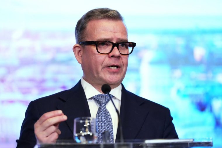 Prime Minister of Finland Petteri Orpo briefs the media at the Eastern Flank Summit at the House of the Estates in Helsinki, Finland, Tuesday, Dec. 16, 2025. (AP Photo/Sergei Grits)