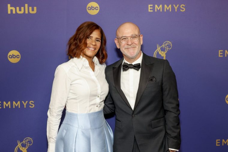Anne Mensah and Peter Friedlander at the 76th Primetime Emmy Awards held at Peacock Theater on September 15, 2024 in Los Angeles, California. (Photo by Jesse Grant/Variety via Getty Images)