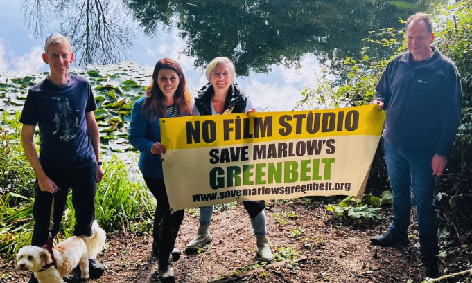 Joy Morrissey MP (second left) supports the Save Marlow's green belt campaign