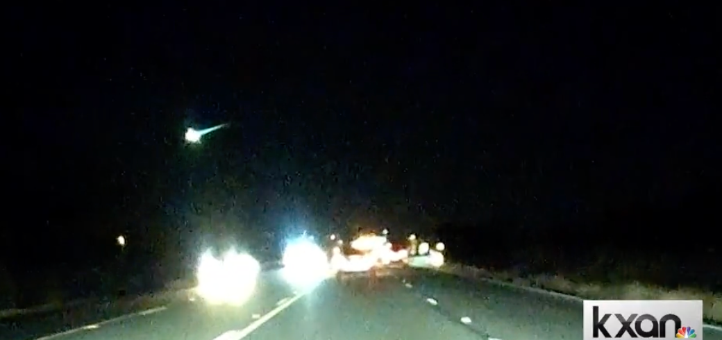 The incredible footage was caught on a car’s dashcam