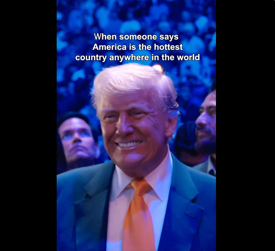 The White House used what seemed to be an AI-generated image of President Donald Trump and a viral clip of Jon Hamm dancing in its most recent ad alongside the caption: ‘When someone says America is the hottest country anywhere in the world’
