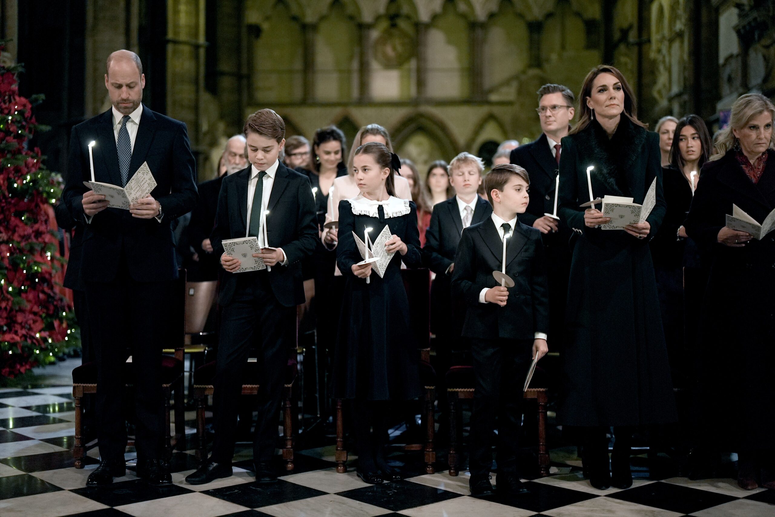 The Prince and Princess of Wales and their children during the Together At Christmas carol service