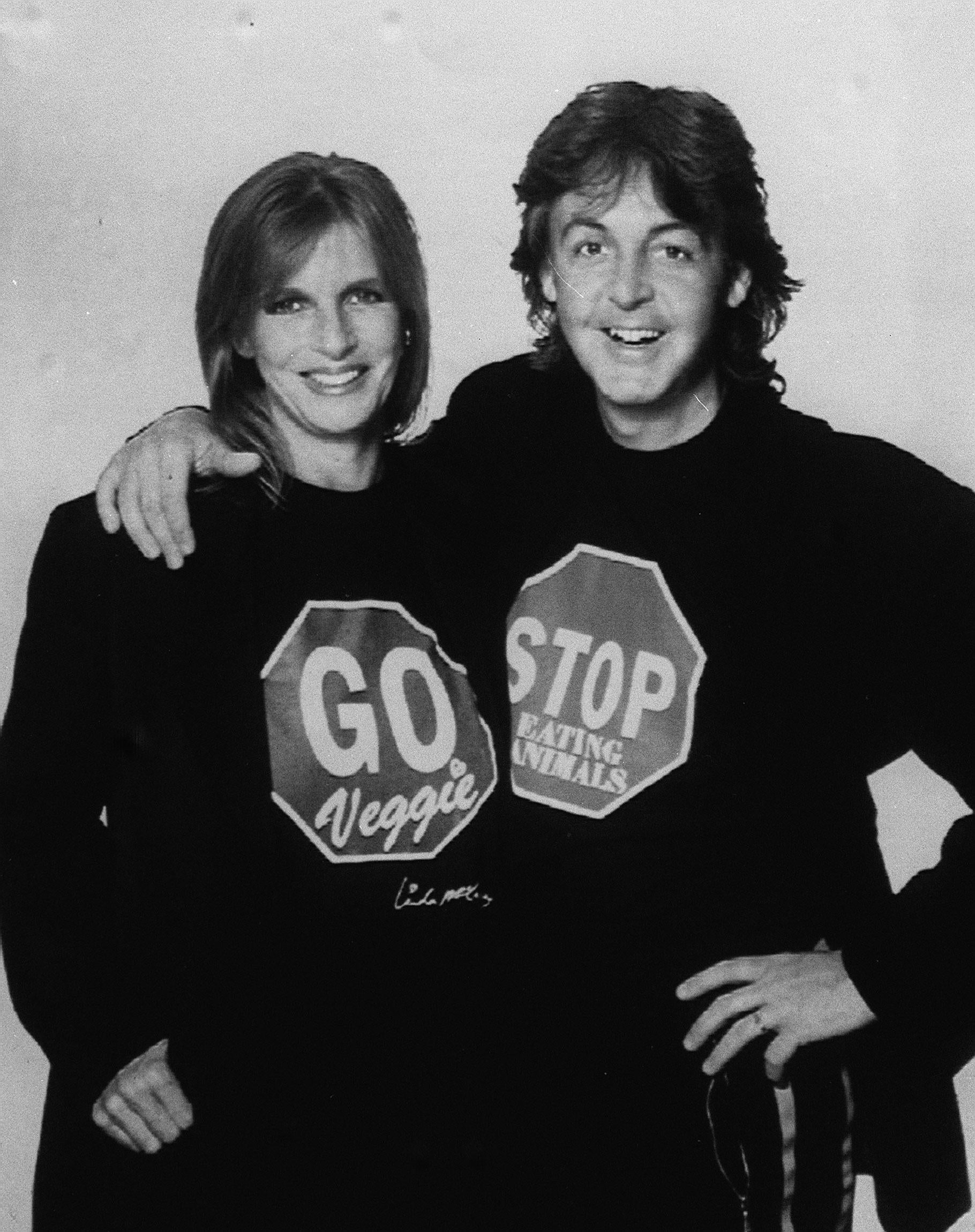 Paul McCartney and Linda McCartney launching National Vegetarian Day (PA)