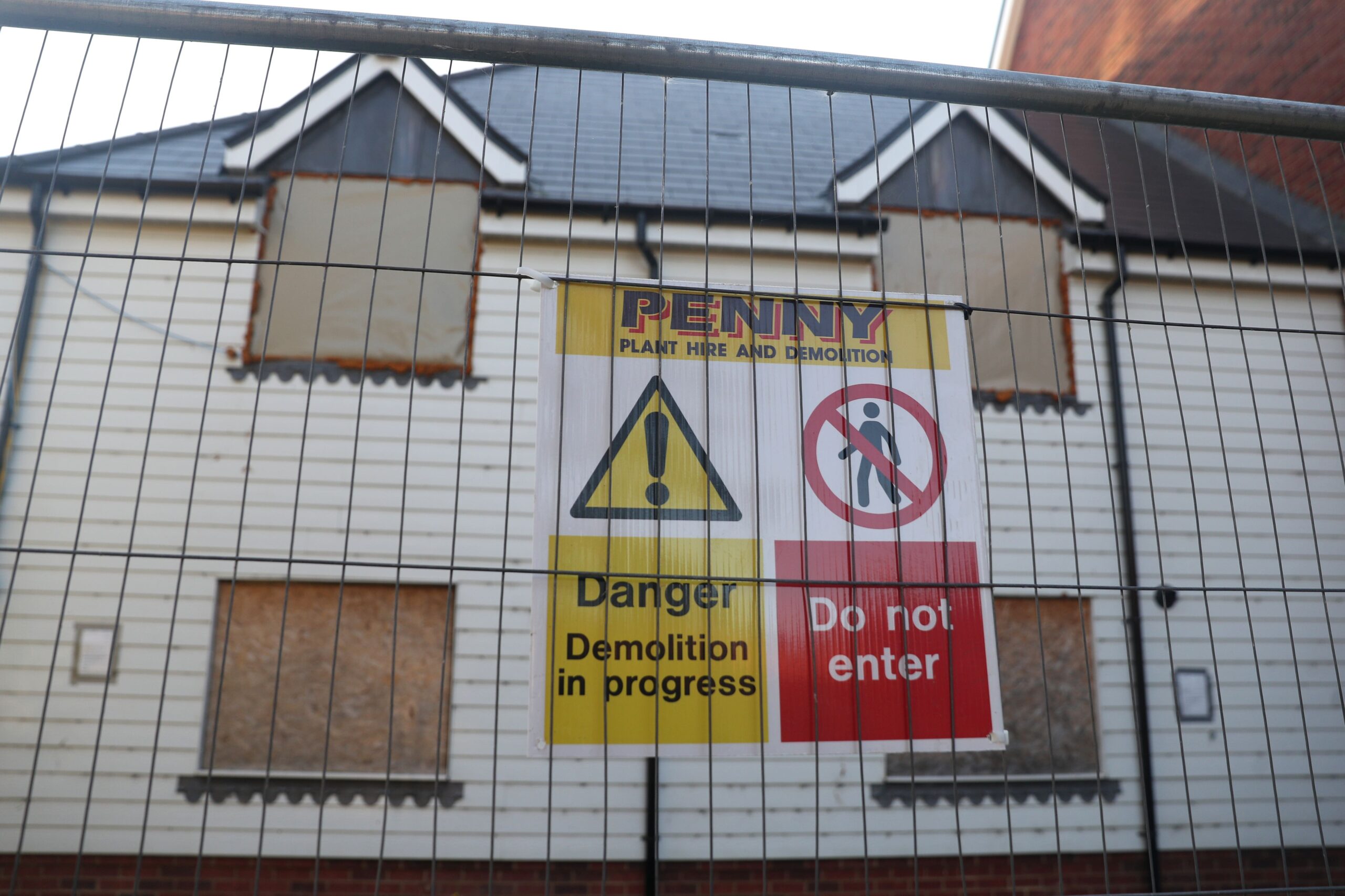 General view of the start of demolition work at the former home of Novichok victim Charlie Rowley.