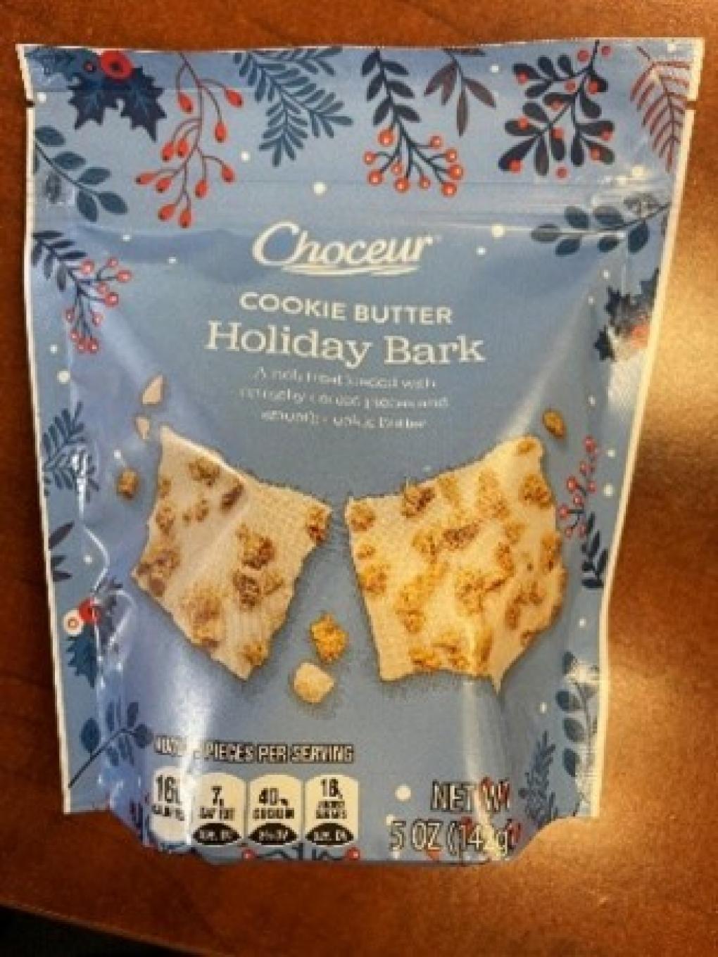 The Choceur pecan, cranberry and cinnamon holiday bark and Choceur cookie butter holiday bark were taken off the shelves on 26 November
