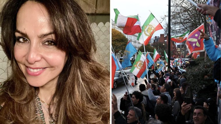 Negin Erfani joined the protests outside the Iranian embassy in London last weekend (Photos: Negin Erfani / Getty)