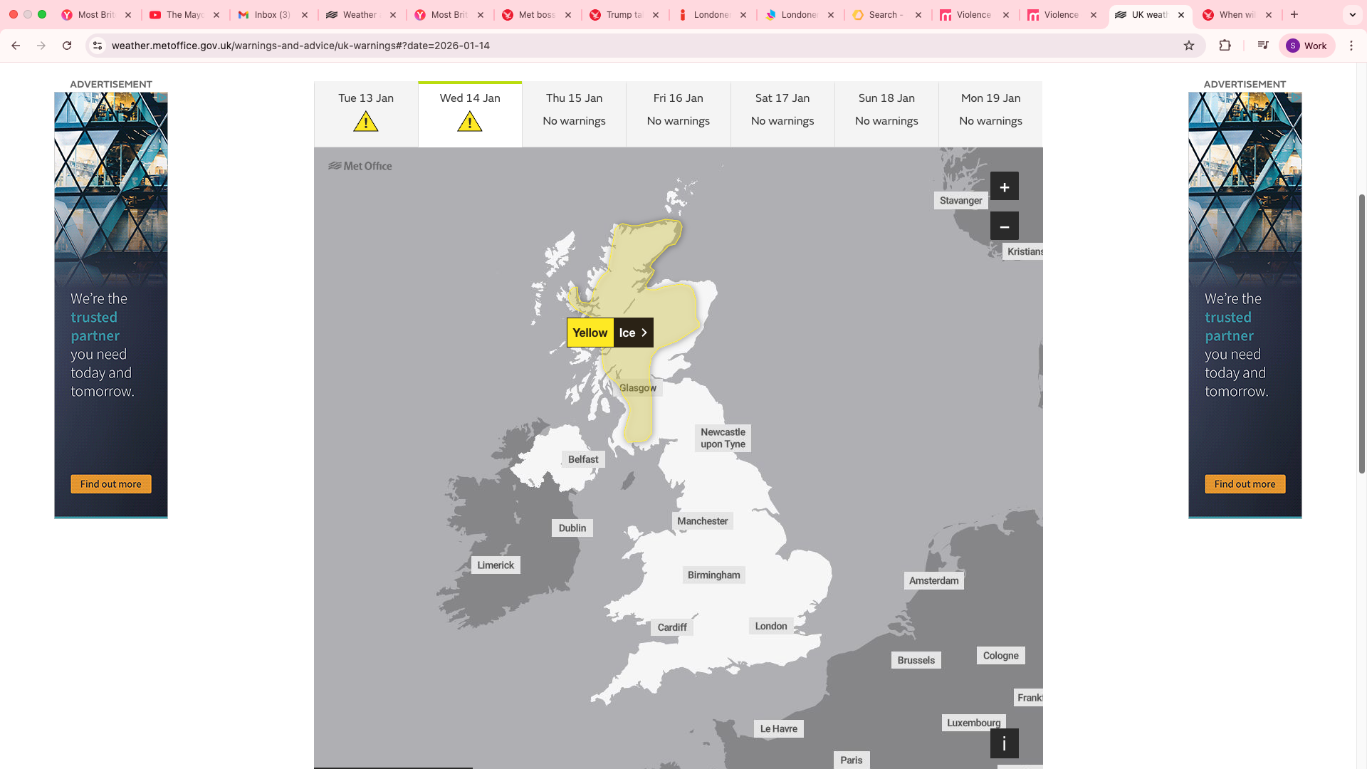 The regions impacted by the yellow weather warning include: Central Tayside and Fife, Grampian, Highlands and Eilean Siar, SW Scotland, Lothian Borders and Strathclyde